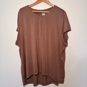 Athleta Brown Soft Stretch Hi-Low Hem Athleisure Tee Short Sleeve XL